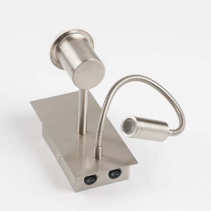 Brilagi - LED Гнучка настінна лампа NUBILA 1xE27/25W/230V + LED/3W матовий хром/чорний