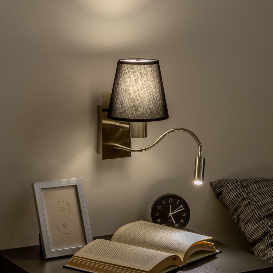 Brilagi - LED Гнучка настінна лампа NUBILA 1xE27/25W/230V + LED/3W матовий хром/чорний
