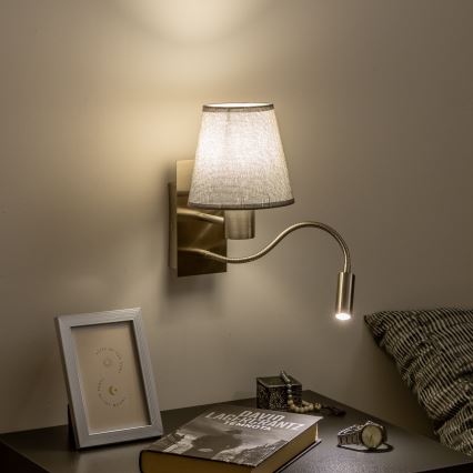 Brilagi - LED Гнучка настінна лампа NUBILA 1xE27/25W/230V + LED/3W матовий хром/сірий