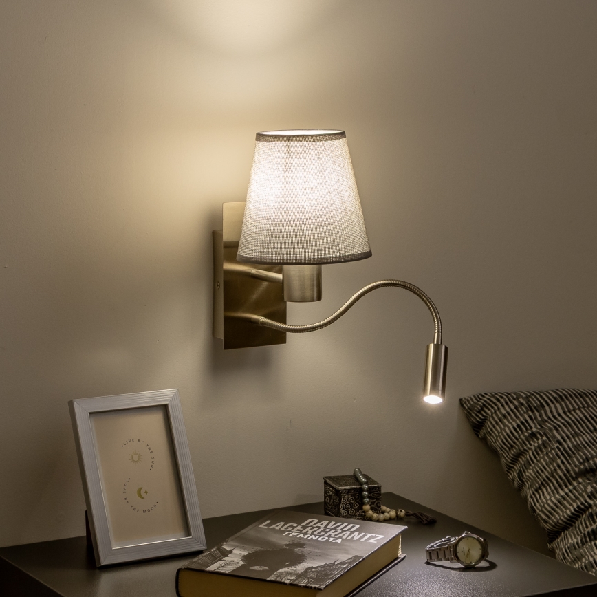 Brilagi - LED Гнучка настінна лампа NUBILA 1xE27/25W/230V + LED/3W матовий хром/сірий