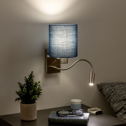 Brilagi - LED Гнучка настінна лампа NUBILA 1xE27/25W/230V + LED/3W матовий хром/темно-синій