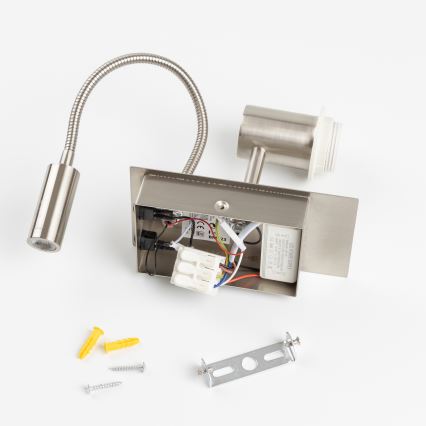 Brilagi - LED Гнучка настінна лампа NUBILA 1xE27/25W/230V + LED/3W матовий хром/коричневий