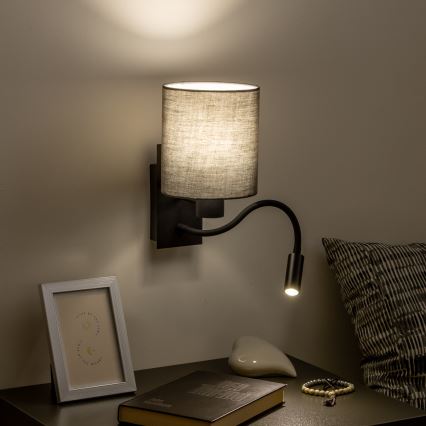 Brilagi - LED Гнучка настінна лампа NUBILA 1xE27/25W/230V + LED/3W чорний/антрацит