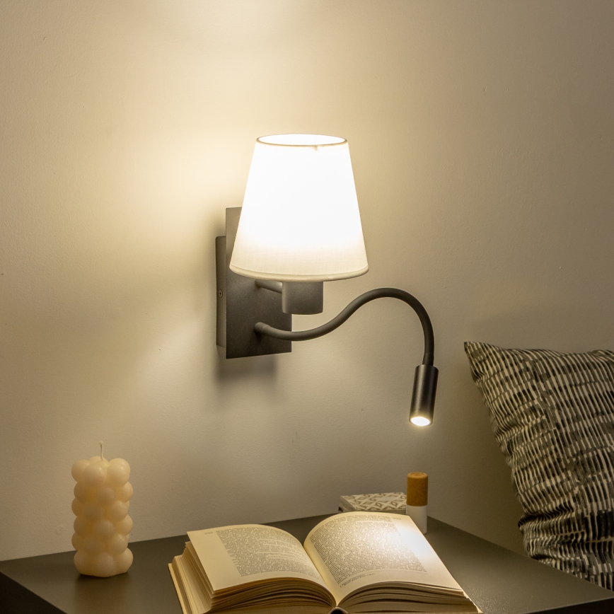 Brilagi - LED Гнучка настінна лампа NUBILA 1xE27/25W/230V + LED/3W чорний/білий