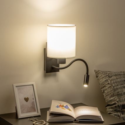Brilagi - LED Гнучка настінна лампа NUBILA 1xE27/25W/230V + LED/3W чорний/білий