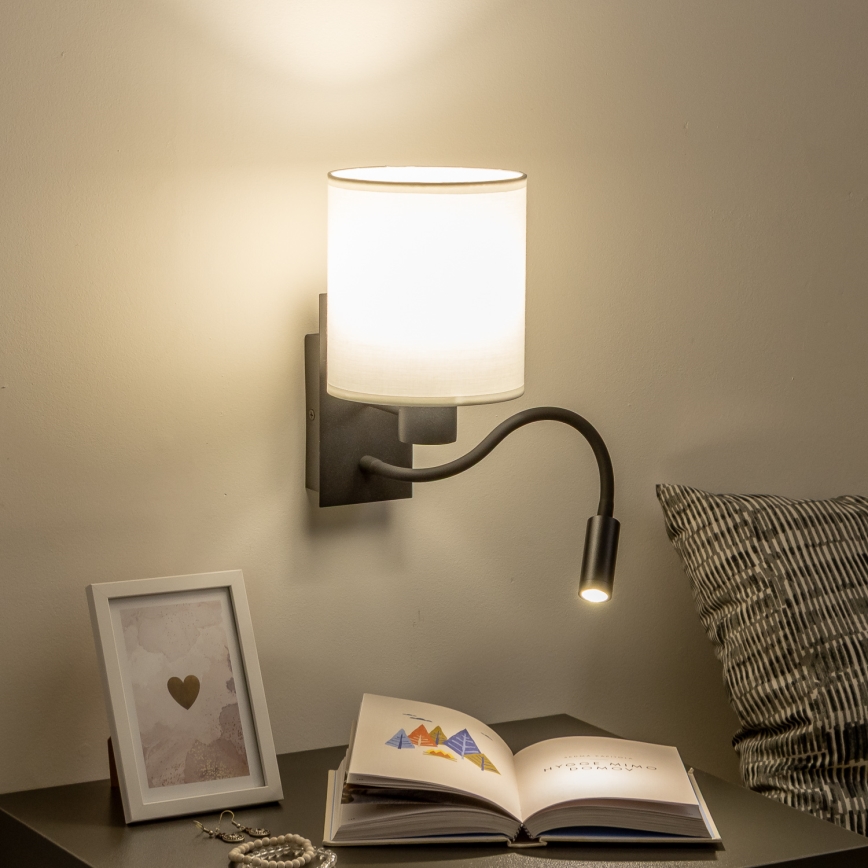 Brilagi - LED Гнучка настінна лампа NUBILA 1xE27/25W/230V + LED/3W чорний/білий