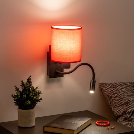 Brilagi - LED Гнучка настінна лампа NUBILA 1xE27/25W/230V + LED/3W чорний/червоний