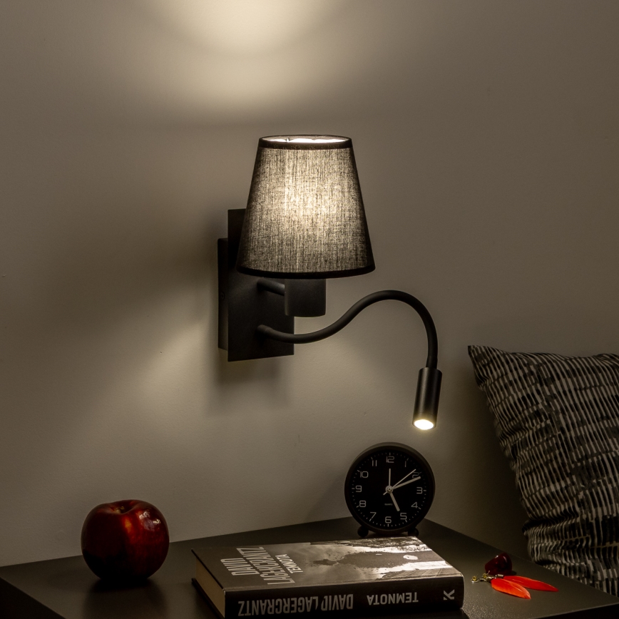 Brilagi - LED Гнучка настінна лампа NUBILA 1xE27/25W/230V + LED/3W чорний