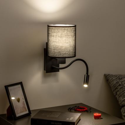 Brilagi - LED Гнучка настінна лампа NUBILA 1xE27/25W/230V + LED/3W чорний