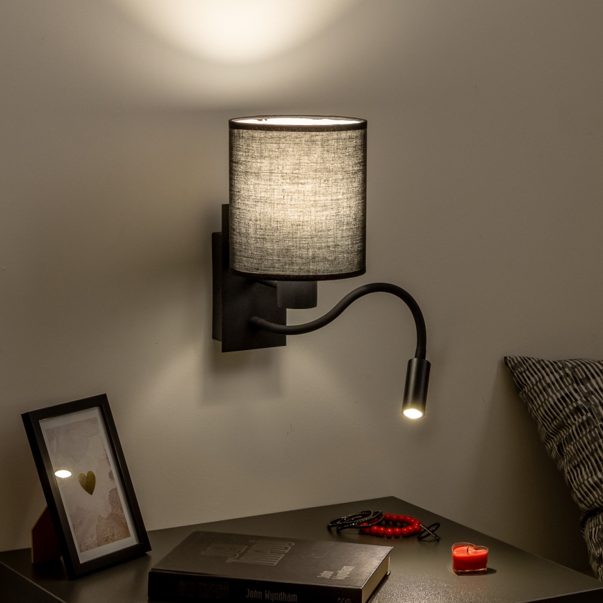 Brilagi - LED Гнучка настінна лампа NUBILA 1xE27/25W/230V + LED/3W чорний
