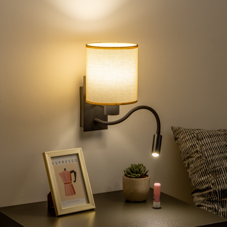Brilagi - LED Гнучка настінна лампа NUBILA 1xE27/25W/230V + LED/3W чорний/світло-коричневий