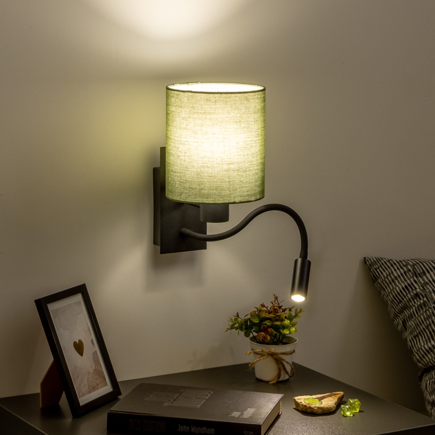 Brilagi - LED Гнучка настінна лампа NUBILA 1xE27/25W/230V + LED/3W чорний/зелений