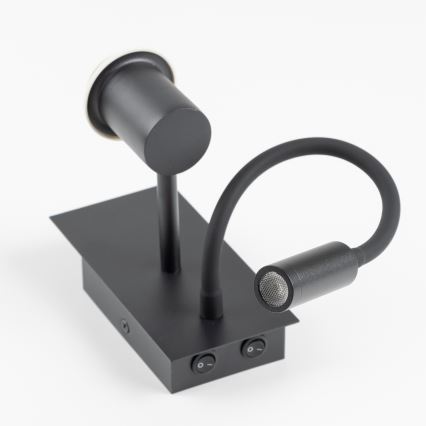 Brilagi - LED Гнучка настінна лампа NUBILA 1xE27/25W/230V + LED/3W чорний/коричневий
