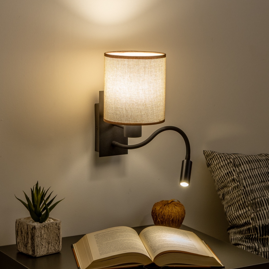 Brilagi - LED Гнучка настінна лампа NUBILA 1xE27/25W/230V + LED/3W чорний/коричневий