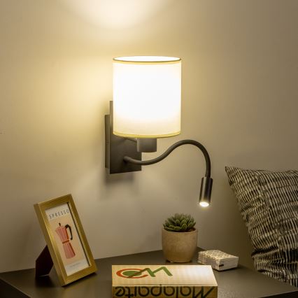 Brilagi - LED Гнучка настінна лампа NUBILA 1xE27/25W/230V + LED/3W чорний/кремовий