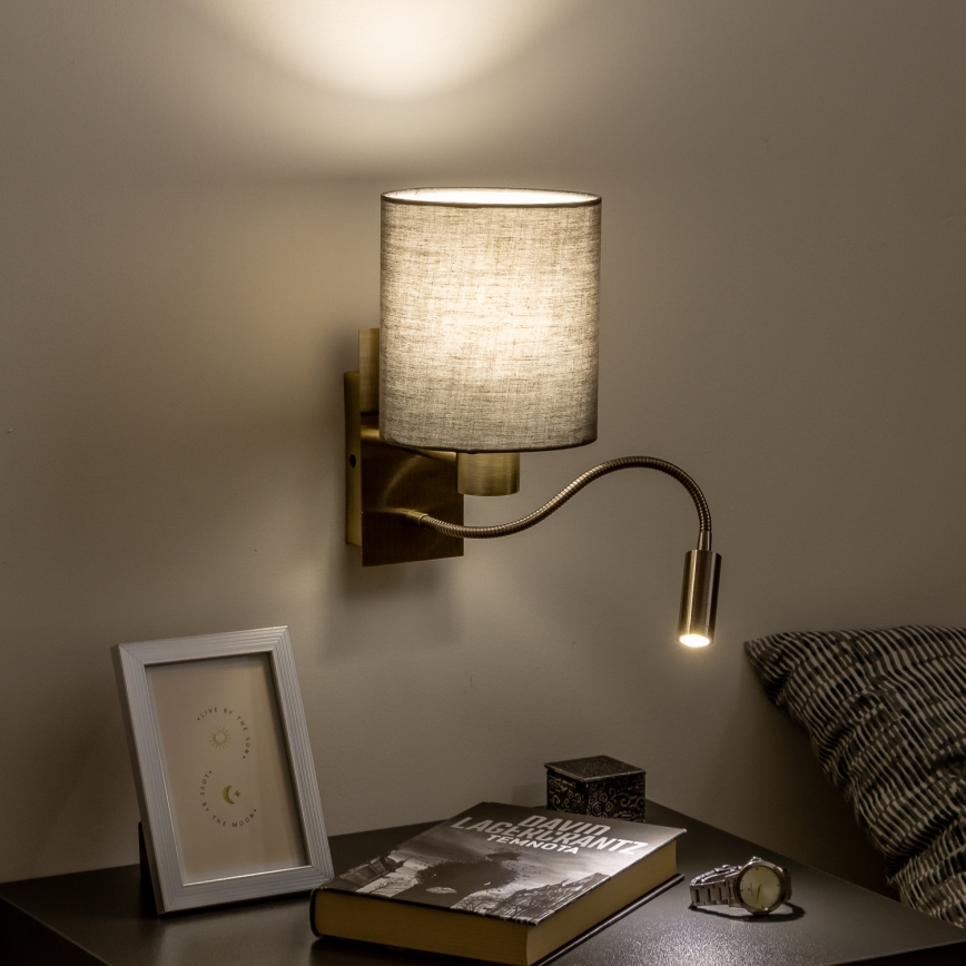Brilagi - LED Гнучка настінна лампа NUBILA 1xE27/25W/230V + LED/3W латунь/антрацит