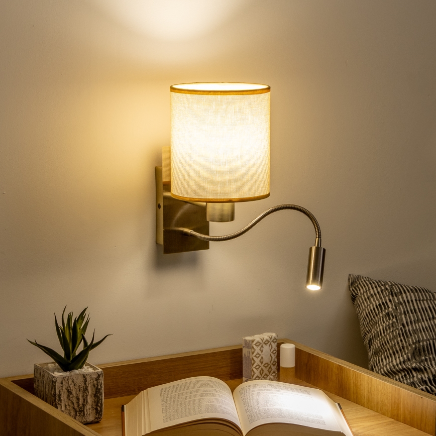 Brilagi - LED Гнучка настінна лампа NUBILA 1xE27/25W/230V + LED/3W латунь/світло-коричневий