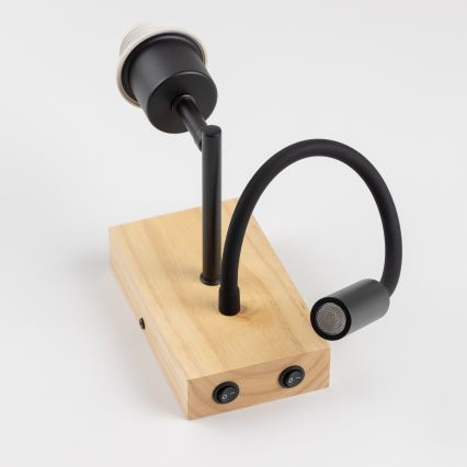 Brilagi - LED Гнучка настінна лампа NUBILA WOOD 1xE27/25W/230V + LED/3W дуб/чорний