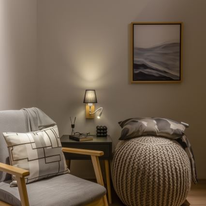 Brilagi - LED Гнучка настінна лампа NUBILA WOOD 1xE27/25W/230V + LED/3W дуб/чорний