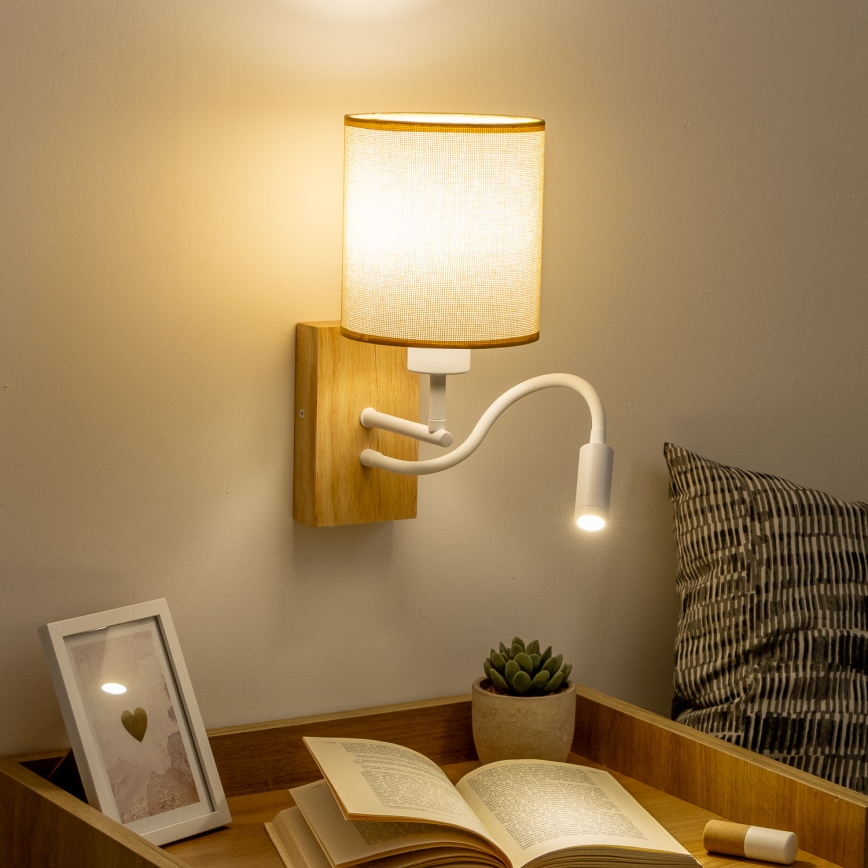 Brilagi - LED Гнучка настінна лампа NUBILA WOOD 1xE27/25W/230V + LED/3W дуб/світло-коричневий