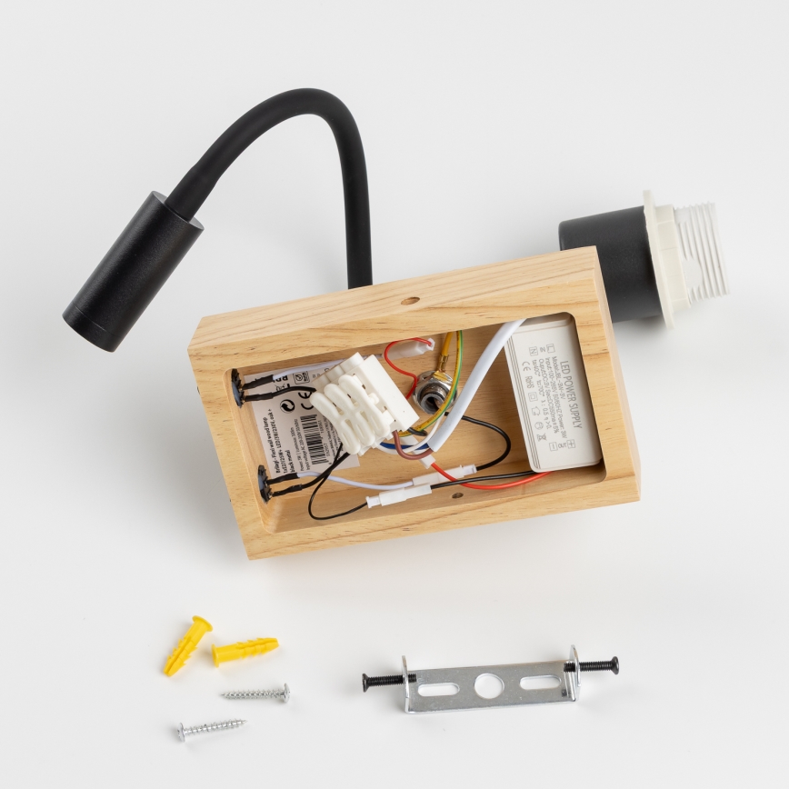 Brilagi - LED Гнучка настінна лампа NUBILA WOOD 1xE27/25W/230V + LED/3W дуб/коричневий