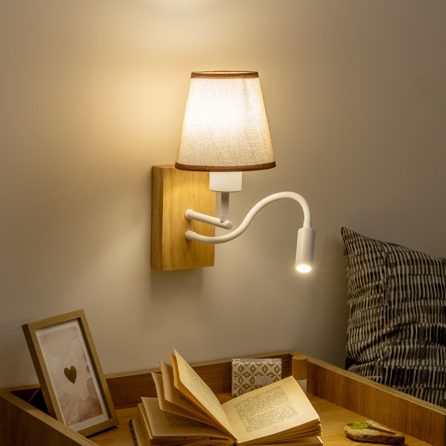 Brilagi - LED Гнучка настінна лампа NUBILA WOOD 1xE27/25W/230V + LED/3W дуб/коричневий
