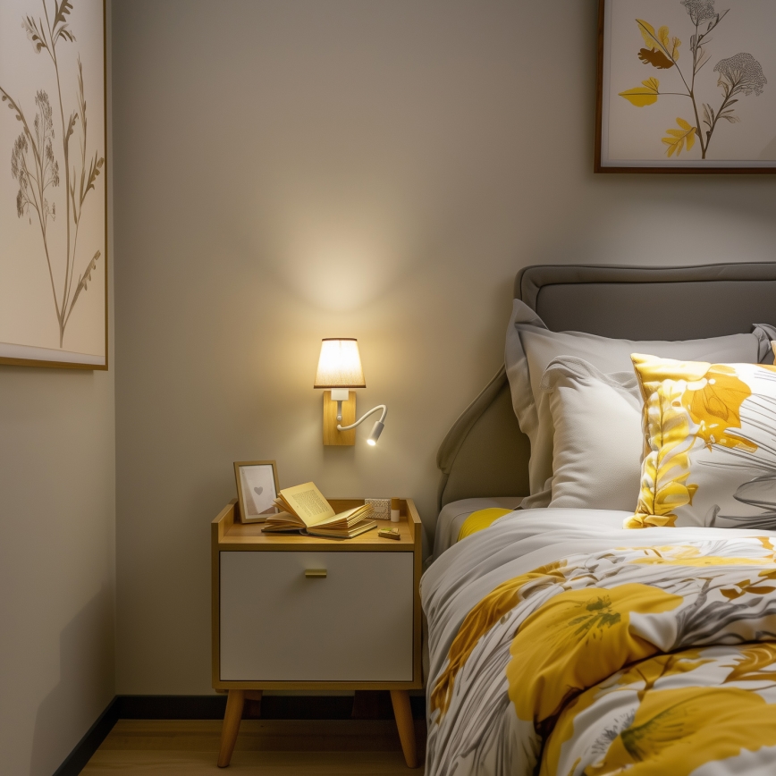 Brilagi - LED Гнучка настінна лампа NUBILA WOOD 1xE27/25W/230V + LED/3W дуб/коричневий