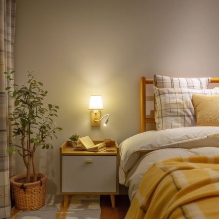 Brilagi - LED Гнучка настінна лампа NUBILA WOOD 1xE27/25W/230V + LED/3W дуб/кремовий