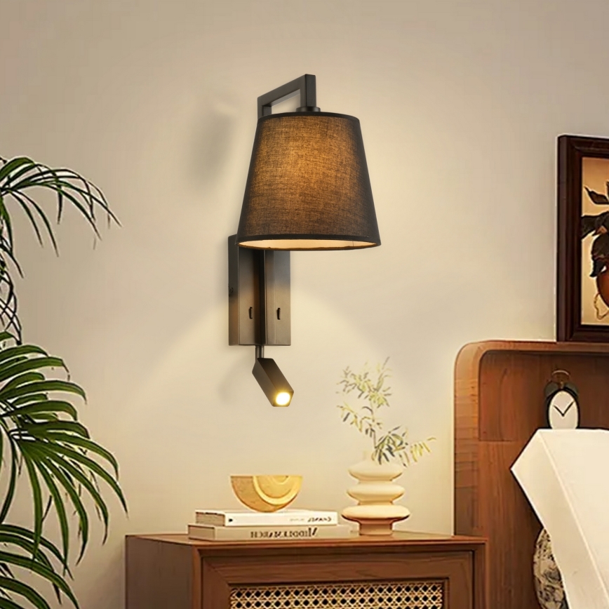 Brilagi - Світлодіодна настінна лампа RAYA 1xE14/40W/230V + LED/3W чорний