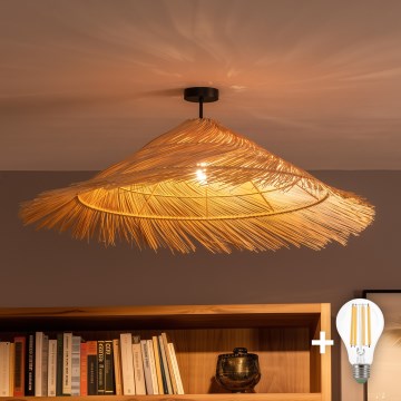 Brilagi - Світлодіодна накладна люстра CERIA BOHO 1xE27/60W/230V діам. 100 см чорна/бежева
