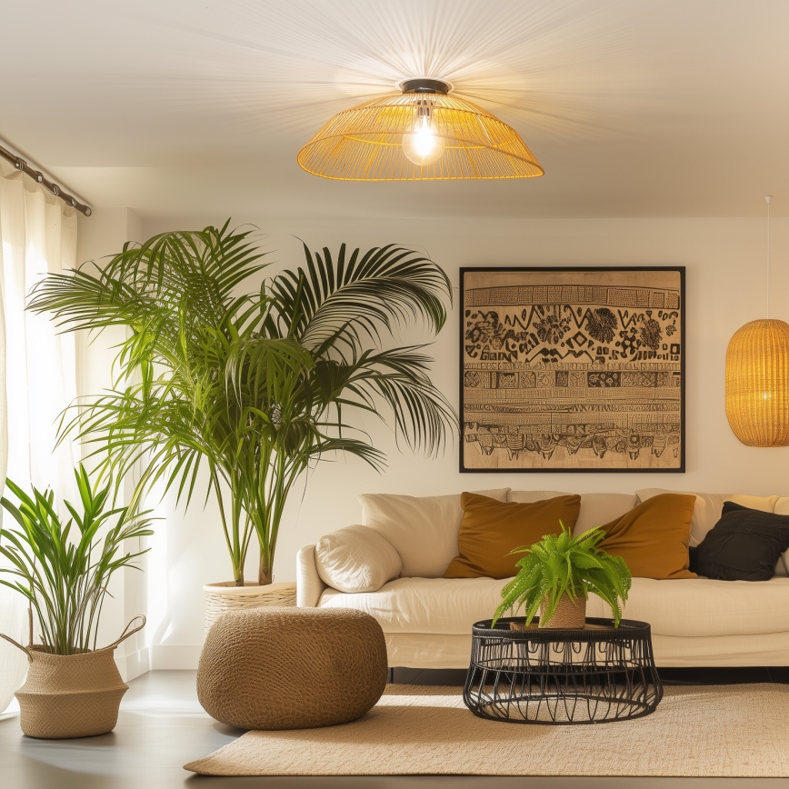 Брілагі - світлодіодна накладна люстра Церія Бохо 1xE27/40W/230V, діаметр 70 см, коричнева