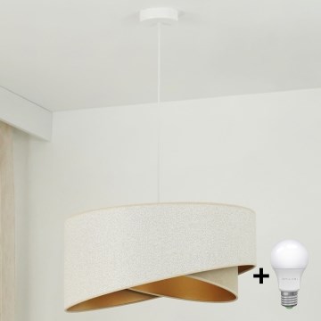 Brilagi - Світлодіодна підвісна люстра LYRA 1xE27/15W/230V білий/бежевий/золотий