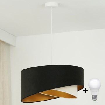 Brilagi - Світлодіодна підвісна люстра LYRA 1xE27/15W/230V чорний/кремовий/золотий