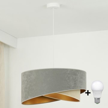 Brilagi - Світлодіодна підвісна люстра LYRA 1xE27/15W/230V сірий/бежевий/золотий