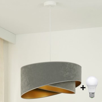Brilagi - Світлодіодна підвісна люстра LYRA 1xE27/15W/230V сірий/золотий