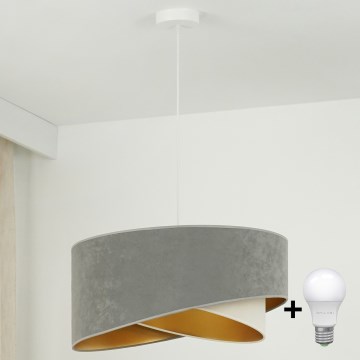 Brilagi - Світлодіодна підвісна люстра LYRA 1xE27/15W/230V сірий/кремовий/золотий