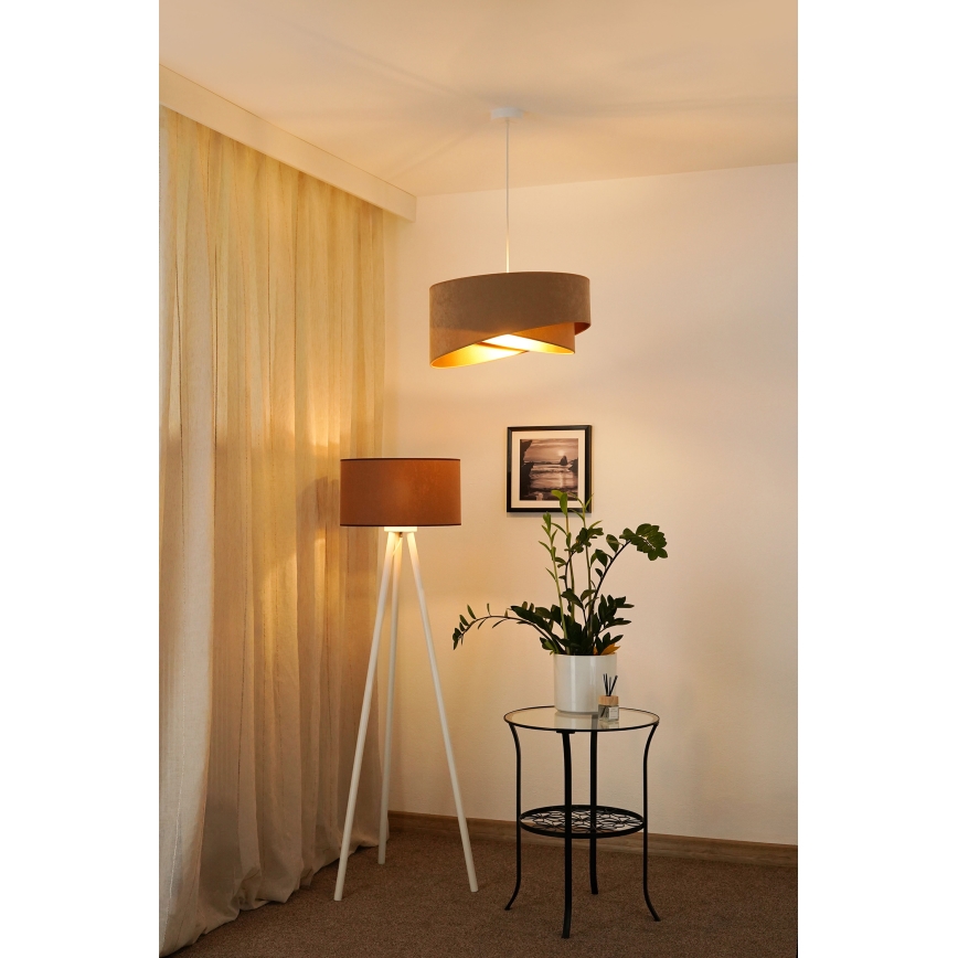 Brilagi - Світлодіодна підвісна люстра LYRA 1xE27/15W/230V коричневий/золотий