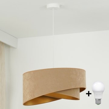 Brilagi - Світлодіодна підвісна люстра LYRA 1xE27/15W/230V коричневий/золотий