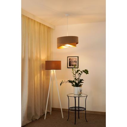Brilagi - Світлодіодна підвісна люстра LYRA 1xE27/15W/230V коричневий/золотий