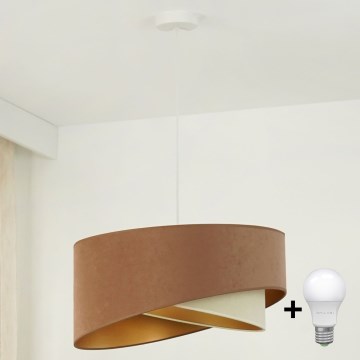 Brilagi - Світлодіодна підвісна люстра LYRA 1xE27/15W/230V коричневий/кремовий/золотий
