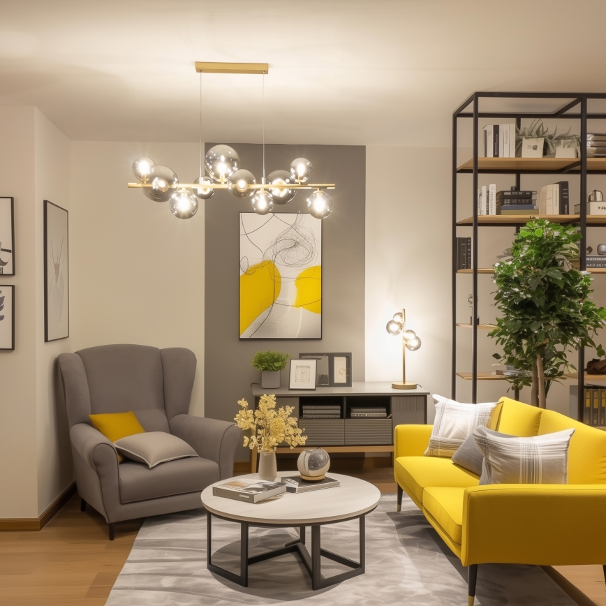 Brilagi - Світлодіодна підвісна люстра MILLA 10xG9/3W/230V золотий/димчастий