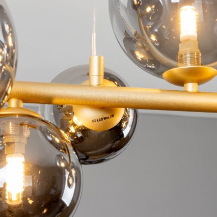 Brilagi - Світлодіодна підвісна люстра MILLA 10xG9/3W/230V золотий/димчастий