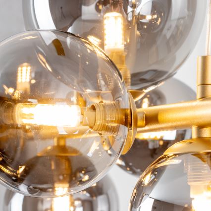 Brilagi - Світлодіодна підвісна люстра MILLA 10xG9/3W/230V золотий/димчастий