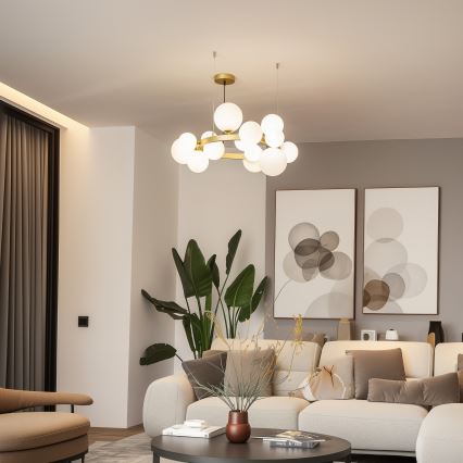 Brilagi - Світлодіодна підвісна люстра MILLA 15xG9/3W/230V золотий/білий