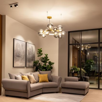 Brilagi - Світлодіодна підвісна люстра MILLA 15xG9/3W/230V золотий/димчастий