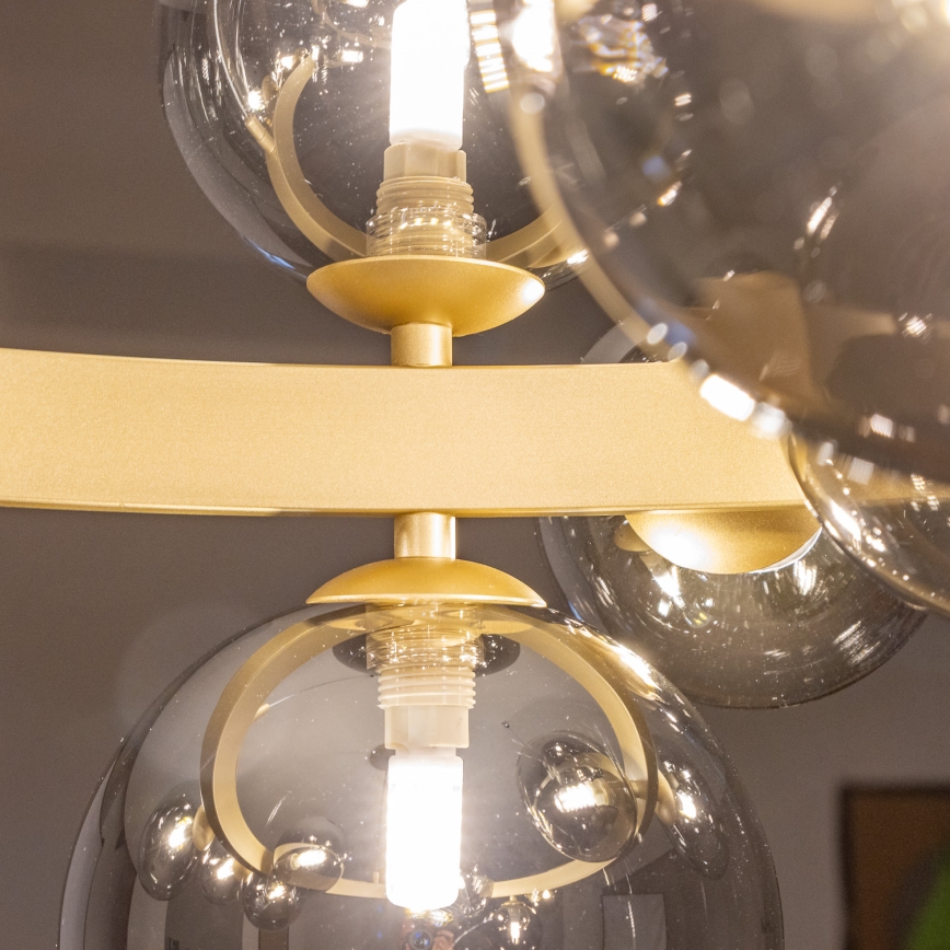 Brilagi - Світлодіодна підвісна люстра MILLA 15xG9/3W/230V золотий/димчастий