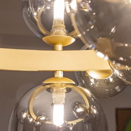 Brilagi - Світлодіодна підвісна люстра MILLA 15xG9/3W/230V золотий/димчастий