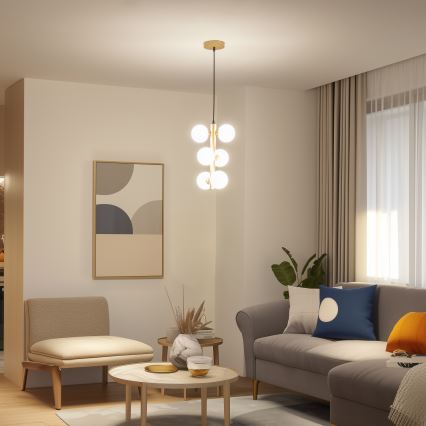 Brilagi - Світлодіодна підвісна люстра MILLA 6xG9/3W/230V золотий/білий