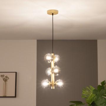 Brilagi - Світлодіодна підвісна люстра MILLA 6xG9/3W/230V золотий/димчастий