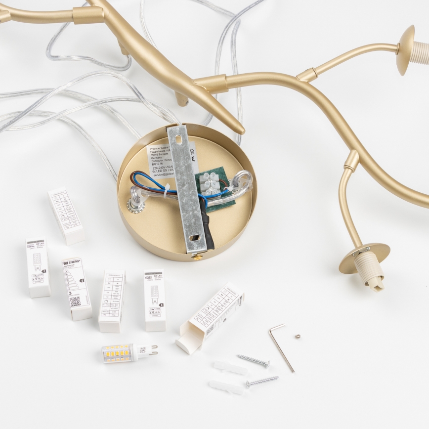 Brilagi - Світлодіодна підвісна люстра MISTEL 6xG9/3W/230V золотий/білий